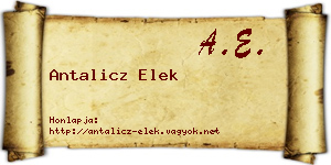 Antalicz Elek névjegykártya